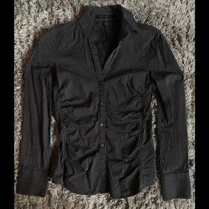 Express black striped fitted button down